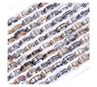 Aqxyedc Commercio all'ingrosso 20/30/36/50 pz/lotto Moda In Acciaio Inox Spinner Anelli Rotanti Gioielli Per Le Donne Degli Uomini Mix Stile Del Partito Regali wanglan, 100pcs, agata