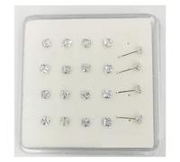 Aqxyedc Confezione da 20 piercing per naso in argento Sterling 925, quadrato CZ Nostril Pin Bone Fashion Piercing per naso dritto, Body Jewelry Wanglan (sfera da 3 mm)
