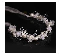 Aqxyedc Diademi color argento Fasce for capelli da sposa Accessori for capelli Perle Velo di cristallo Fasce for capelli Gioielli fatti a mano con nastro wanglan(Silver)