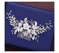 Aqxyedc Elegante Bianco Flower Capelli Bridal Capelli Persino Handmade Pearle Strass Accessori Capelli Pettine for le donne Gioielli for capelli da sposa wanglan