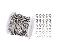 Aqxyedc Fai da te Bracciali a catena e collane Kit di gioielli Accessori con cordino in acciaio inox Paperclip Catena Aragosta Aragosta Clasps Clesps Sul Jump Ring wanglan(Style C)