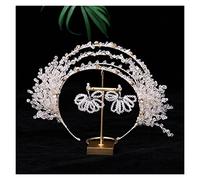Aqxyedc Fascia for capelli da sposa in argento pieno di cristallo pieno vintage da sposa Strass Shinny Hairhoop Copricapo da sposa Fascia for capelli da sposa wanglan(Light Yellow Gold Color)