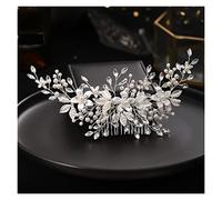 Aqxyedc Fatti a mano argento colore fiore pettine pettine perla rhinestone fiore di fiori accessori for capelli for le donne sposa accessori da sposa tiara wanglan