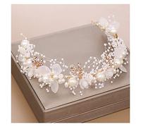 Aqxyedc Fiori bianchi fatti a mano Fascia for capelli Nastro di perle Fasce for capelli da sposa Pezzi for la testa da spettacolo for le donne Gioielli for diademi wanglan