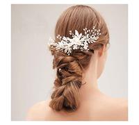 Aqxyedc Flower Bride Capelli Pettine Accessori for capelli da sposa Rhinestone Pearl Bride Fiore Capelli Pettine Donna Testa Gioielli Ornamento Bride Tiaras wanglan
