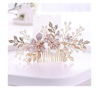 Aqxyedc Flower Pearl Bridal Capelli Pettine Accessori for capelli da sposa Golden Flower e foglia Capelli Pettine Capelli Wedding Headdress Bride Tiara wanglan