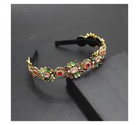 Aqxyedc New Fashion Temperament Personalità Fiore Metallo Rosa Rosa Intarsa Strass Signore Signore Signore Partito Fascia Bridal Capelli Accessori for capelli 854 wanglan(2)