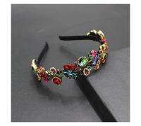 Aqxyedc New Fashion Temperament Personalità Fiore Metallo Rosa Rosa Intarsa Strass Signore Signore Signore Partito Fascia Bridal Capelli Accessori for capelli 854 wanglan(3)