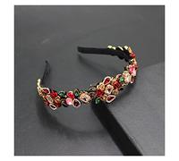 Aqxyedc New Fashion Temperament Personalità Fiore Metallo Rosa Rosa Intarsa Strass Signore Signore Signore Partito Fascia Bridal Capelli Accessori for capelli 854 wanglan(1)