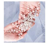 Aqxyedc Pearl Flower Hair Pettine Accessori Capelli Bride Paesaggio Perle Strass Perle Capelli Capelli Pettine Donne Decorazione dei gioielli for capelli wanglan(Silver)