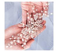 Aqxyedc Pearl Flower Hair Pettine Accessori Capelli Bride Paesaggio Perle Strass Perle Capelli Capelli Pettine Donne Decorazione dei gioielli for capelli wanglan(Rose Gold Color)