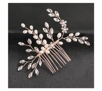 Aqxyedc Pettine con strass di perle Accessori for capelli Gioielli for capelli for le donne Accessori da sposa eleganti Gioielli con testa in oro rosa wanglan