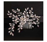 Aqxyedc Pettini dei capelli del fiore dell'oro squisito for i pettini di strass della sposa Perla di perle che coprica i capelli dei gioielli dei capelli dei capelli di cristallo Accessori dei capelli