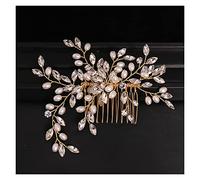 Aqxyedc Pettini dei capelli del fiore dell'oro squisito for i pettini di strass della sposa Perla di perle che coprica i capelli dei gioielli dei capelli dei capelli di cristallo Accessori dei capelli