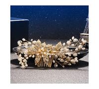 Aqxyedc Pettini dei capelli del fiore dell'oro squisito for i pettini di strass della sposa Perla di perle che coprica i capelli dei gioielli dei capelli dei capelli di cristallo Accessori dei capelli