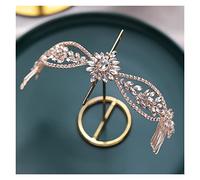 Aqxyedc Rhinestone Fascia Capelli pettine for hairband Tiara Fascia for la sposa Accessori da sposa Donna Gioielli for capelli Elegante gioielli testa wanglan(Light Yellow Gold Color)