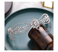 Aqxyedc Rhinestone Fascia Capelli pettine for hairband Tiara Fascia for la sposa Accessori da sposa Donna Gioielli for capelli Elegante gioielli testa wanglan(Silver)
