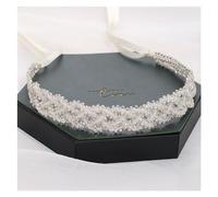 Aqxyedc Sposa Pearl Hairband Fascia lunga di cristallo Copricapo da sposa Accessori for capelli fatti a mano Copricapo Ornamenti for copricapo da damigella d'onore wanglan