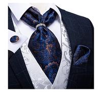 Aqxyedc Uomo Seta Cravat Blu Scuro DOT ascro Formale ascrofino Set con Cravatta for Auto -Cravatta Formale for Matrimoni ad Anello wanglan(ASC-2009-04)