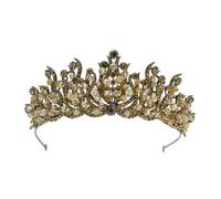 Aqxyedc VNJUGF Corone di Streghe da Sposa in Cristallo Nero for Le Donne Costume con Strass Verde Accessori for Capelli da Sposa con diadema for Spettacolo Europeo wanglan(Gold Color)