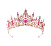 Aqxyedc VNJUGF Luccicante Cristallo Nero Prom Queen Corone e diademi Fascia Barocco Diadema Nuziale for Le Donne Ragazze Gioielli for Capelli da Sposa wanglan(Hot Pink)