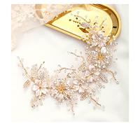 Aqxyedc Wedding Headband Silver Color Crystal Tiara Handmade Bride Copricapo Fiore Flower Dei Capelli Gioielli Fascia Breide Accessori for capelli wanglan(Gold-color)