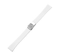 Aqxypas Cinturino for orologio in gomma Fluoro FKM 18/19/20/21/22 mm con fibbia pieghevole a sgancio rapido regolabile universale for uomo e donna(White,18mm)