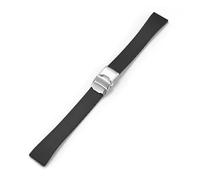 Aqxypas Cinturino for orologio in gomma Fluoro FKM 18/19/20/21/22 mm con fibbia pieghevole a sgancio rapido regolabile universale for uomo e donna(Black,20mm)