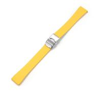 Aqxypas Cinturino for orologio in gomma Fluoro FKM 18/19/20/21/22 mm con fibbia pieghevole a sgancio rapido regolabile universale for uomo e donna(Yellow,18mm)
