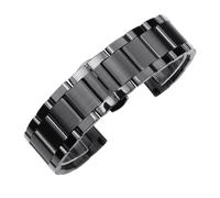 Aqxypas Cinturino in acciaio inossidabile massiccio 18mm 20mm 22mm 24mm Distribuzione fibbia a farfalla da uomo cinturino di ricambio in metallo cinturino for orologio(Black,18mm)