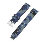 Aqxypas Cinturino in caucciù con estremità curva for cinturino in TPU premium con fibbia in acciaio inossidabile X Swatch da uomo e da donna(Blue camo)
