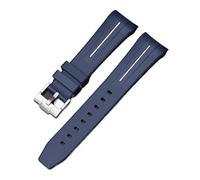 Aqxypas Cinturino in caucciù curvo for X Swatch fibbia in acciaio inossidabile a sgancio rapido 22 mm impermeabile sostituisci cinturino for uomo donna(Royal white line)