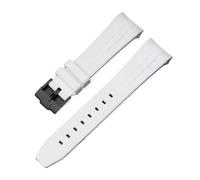 Aqxypas Cinturino in caucciù curvo for X Swatch fibbia in acciaio inossidabile a sgancio rapido 22 mm impermeabile sostituisci cinturino for uomo donna(White black)