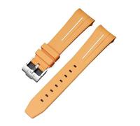 Aqxypas Cinturino in caucciù curvo for X Swatch fibbia in acciaio inossidabile a sgancio rapido 22 mm impermeabile sostituisci cinturino for uomo donna(Yellow white line)