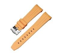 Aqxypas Cinturino in caucciù curvo for X Swatch fibbia in acciaio inossidabile a sgancio rapido 22 mm impermeabile sostituisci cinturino for uomo donna(Yellow)