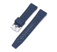 Aqxypas Cinturino in silicone liquido for X Swatch fibbia in acciaio inossidabile con estremità curva 22mm uomo donna foro traspirante sostituisci cinturino(Navy blue silver)