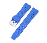Aqxypas Cinturino in silicone liquido for X Swatch fibbia in acciaio inossidabile con estremità curva 22mm uomo donna foro traspirante sostituisci cinturino(Blue silver)