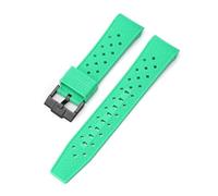 Aqxypas Cinturino in silicone liquido for X Swatch fibbia in acciaio inossidabile con estremità curva 22mm uomo donna foro traspirante sostituisci cinturino(Green black)