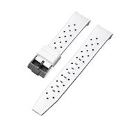 Aqxypas Cinturino in silicone liquido for X Swatch fibbia in acciaio inossidabile con estremità curva 22mm uomo donna foro traspirante sostituisci cinturino(White black)