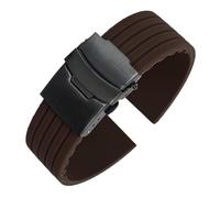 Aqxypas Cinturino sportivo in silicone 18/20/22/24mm fibbia pieghevole universale in gomma impermeabile da uomo cinturino di ricambio accessori for orologi(Coffee black,20mm)