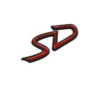 AQXYWQLL 3D Metallo D SD Logo Tronco Posteriore Distintivo Dell'emblema Autoadesivi del Corpo di Automobile Decalcomanie Compatibile con Cooper SD R50 R53 R55 R56 F54 F55 F56 F57(Color:Red)