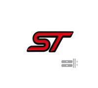 AQXYWQLL Logo 3D in Metallo ST Lettere Stemma for griglia for Auto Distintivo for Bagagliaio Compatibile con Fiesta Focus MK2 MK3 MK4 Kuga Puma Mondeo ST Accessori Adesivi(Color:Grill Red Black)
