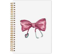 AQYIP Coquette - Taccuino a spirale per infermieri, con fiocco rosa, ideale come regalo per la settimana dell'infermiera, diario per scrivere, quaderno per allattamento preppy per prendere appunti, 14