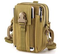 AQzxdc Marsupio tattico Molle, marsupi universali EDC, marsupi da esterno, tasca for attrezzi e gadget con fondina for cellulare(Khaki [Comes with straps])