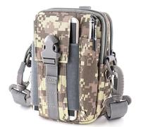 AQzxdc Marsupio tattico Molle, marsupi universali EDC, marsupi da esterno, tasca for attrezzi e gadget con fondina for cellulare(ACU camouflage [Comes with straps])