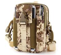 AQzxdc Marsupio tattico Molle, marsupi universali EDC, marsupi da esterno, tasca for attrezzi e gadget con fondina for cellulare(Desert digital [Comes with straps])