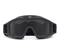 AQzxdc Occhiali tattici antiappannamento con 3 lenti sostituibili, maschera for gli occhi da caccia, antisommossa, ciclismo, airsoft, paintball, CS, guerra e gioco(Black)