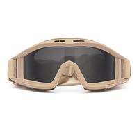 AQzxdc Occhiali tattici antiappannamento con 3 lenti sostituibili, maschera for gli occhi da caccia, antisommossa, ciclismo, airsoft, paintball, CS, guerra e gioco(Brown)