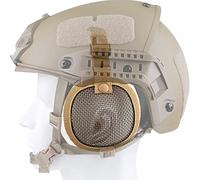 AQzxdc Protezioni Le Orecchie Tattiche in Rete d'Acciaio, Paraorecchie Traspiranti Regolabili, Copertura Laterale per Paintball Softair in Stile Militare per Casco Fast (Casco Escluso),Beige