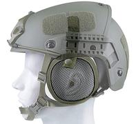 AQzxdc Protezioni Le Orecchie Tattiche in Rete d'Acciaio, Paraorecchie Traspiranti Regolabili, Copertura Laterale per Paintball Softair in Stile Militare per Casco Fast (Casco Escluso),Verde